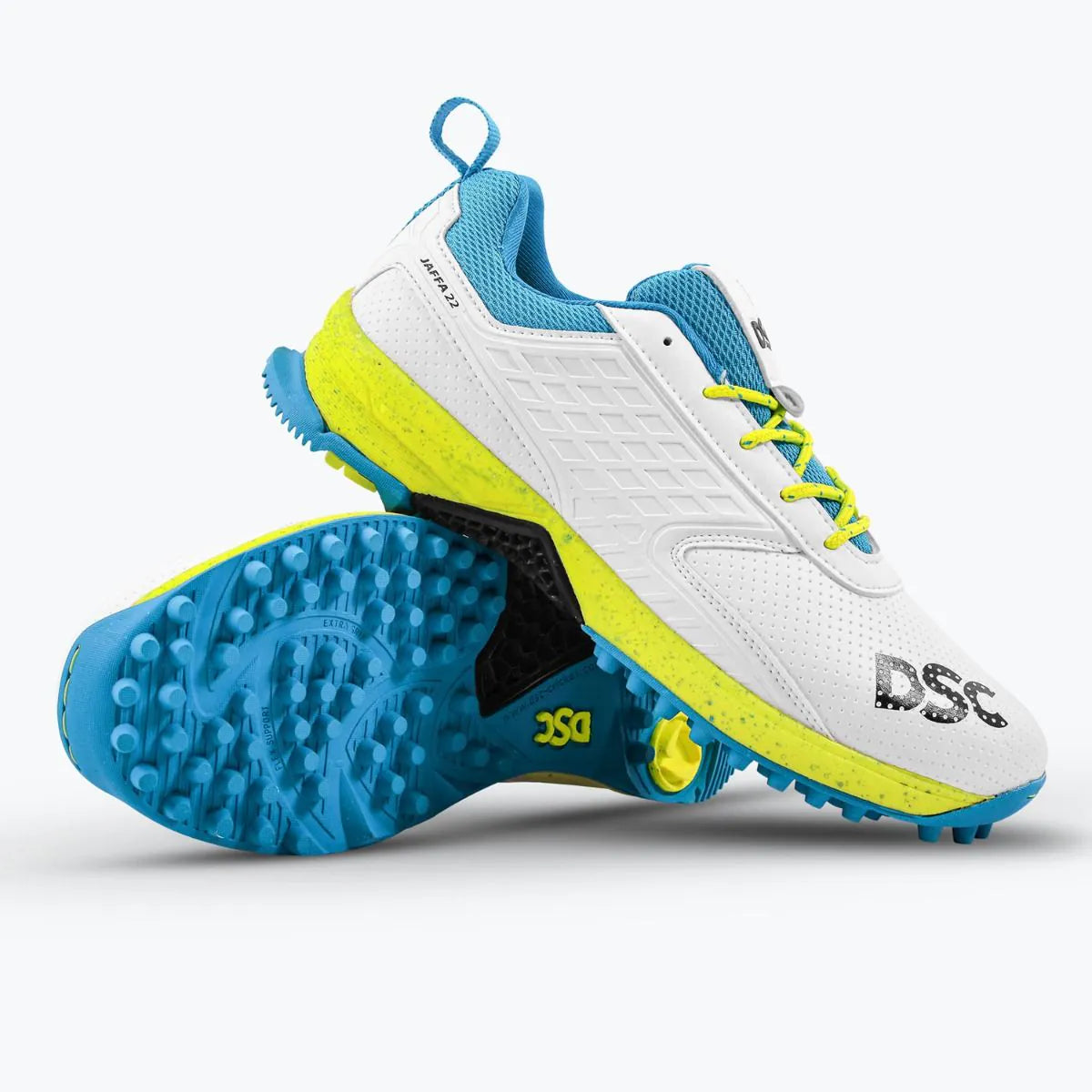 DSC Jaffa 22 Cricket Shoes (White/Lime Yellow)